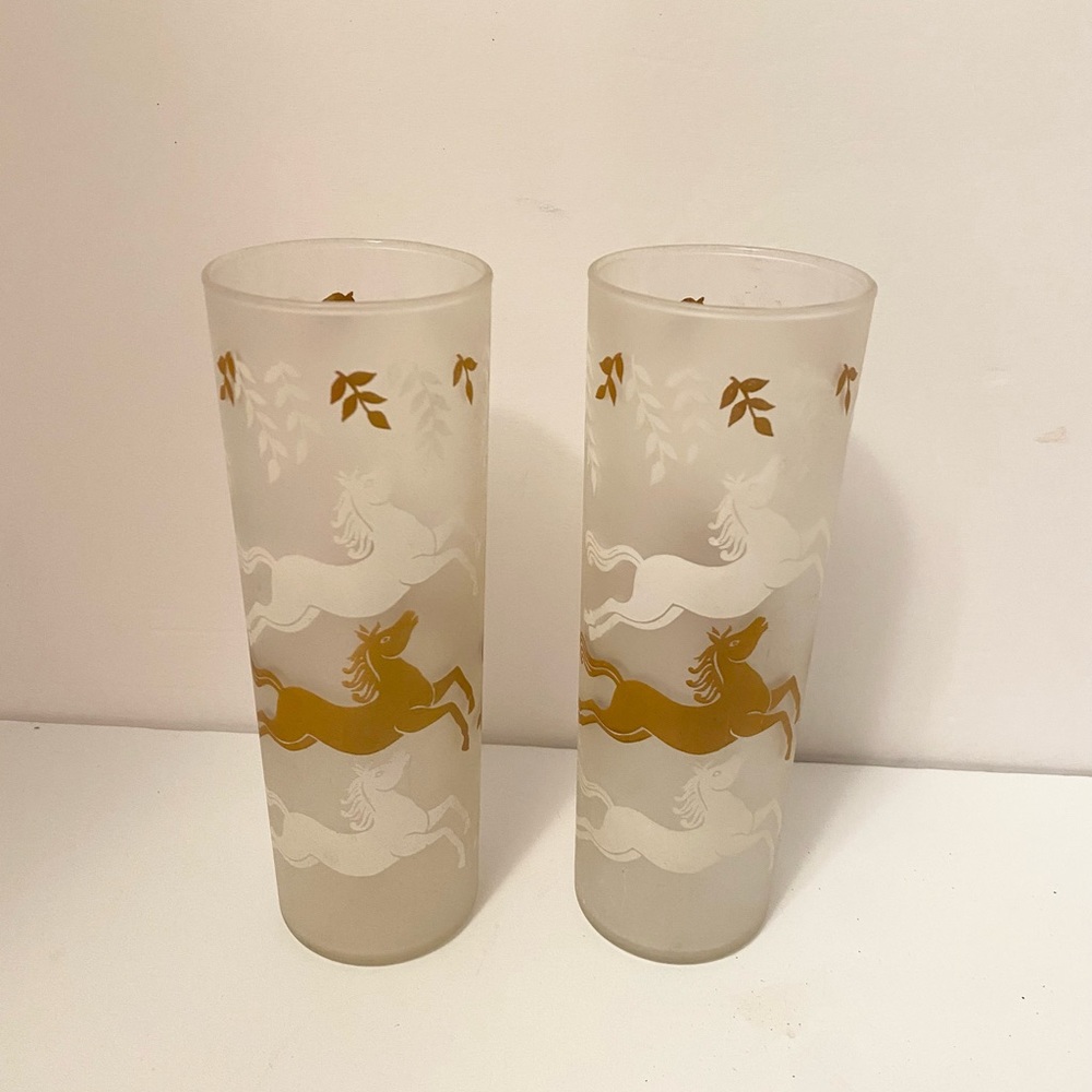 •Vintage• Libbey Glass Horse Calvacade Tumblers